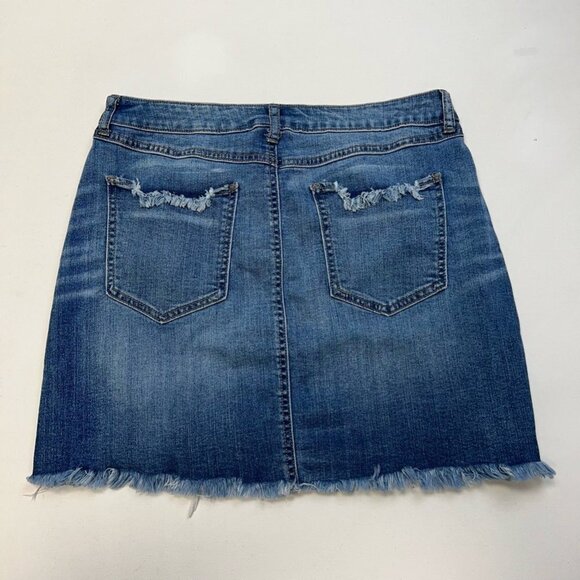 Rewash Brand Womens Vintage Reunion Jean Skirt Blue Mini Distressed Juniors 11 - Picture 6 of 10